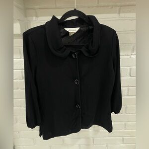 Exlusively Misook Black Solid Big Button Knit Jacket Size XS Acrylic Classy